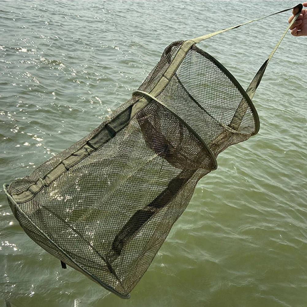 Mesh Fishing Cage Folding Fish Net Round Collapsible Trap Foldable
