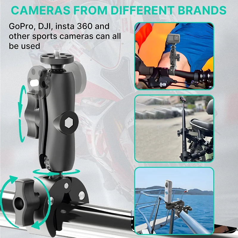Camera Double Clip Crab Clamp Motorcycle Bicycle Handlebar Clip For GoPro 12 11 Insta360 One X2 X3 X4 Sports Camera Accessorise Zpaxo