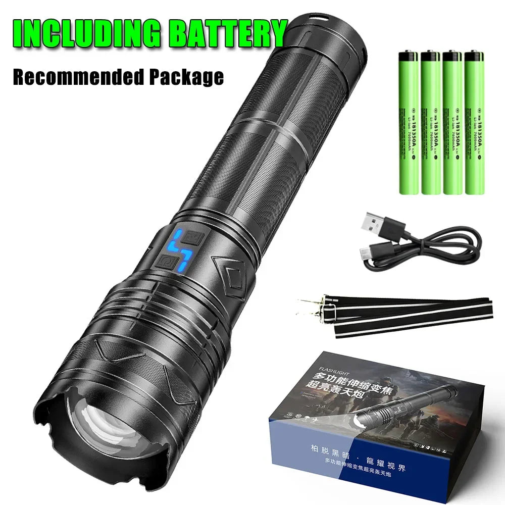 ESMARTER GT60 20000LM 100W Tactical LED Flashlight USB Rechargeable