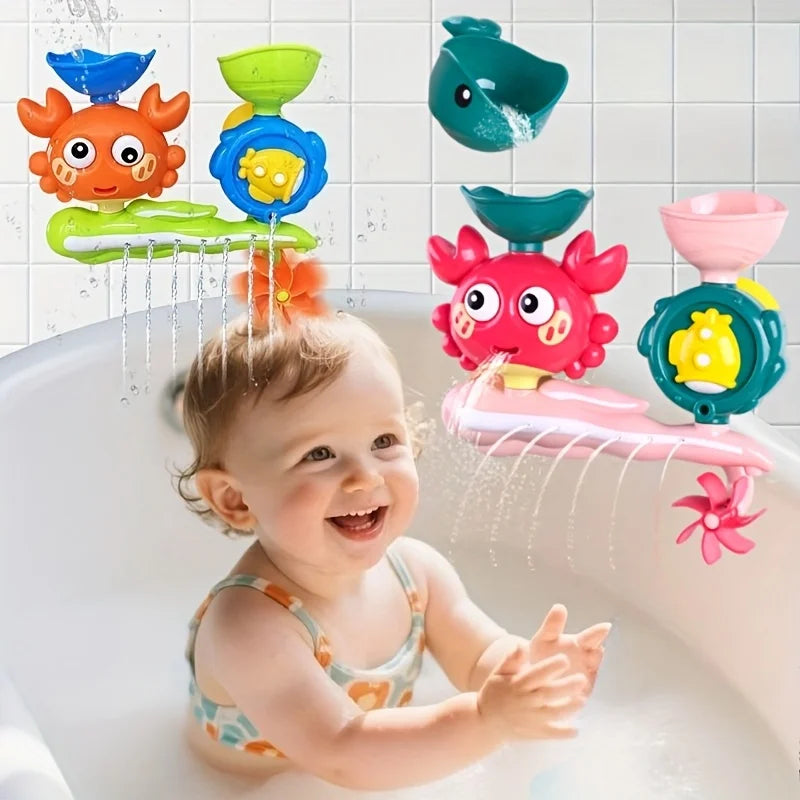 Interactive Bath Toy Rotating Water Wheel Suction Cup Non-toxic ABS