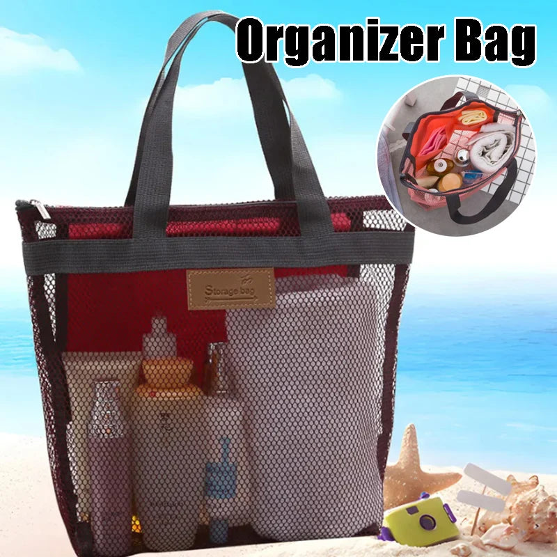 Mesh Toiletry Travel Bag Portable Handheld Makeup Organizer Cosmetics