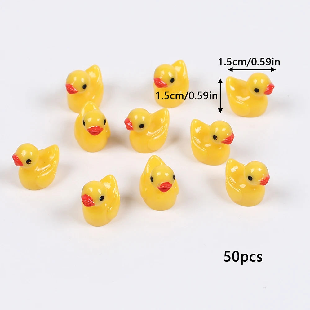 10/20/30/50Pcs Mini Resin Yellow Ducks Tiny Ducks Figurines Miniature Ornaments Landscape Aquarium Dollhouse Decoration Zpaxo 50Pcs