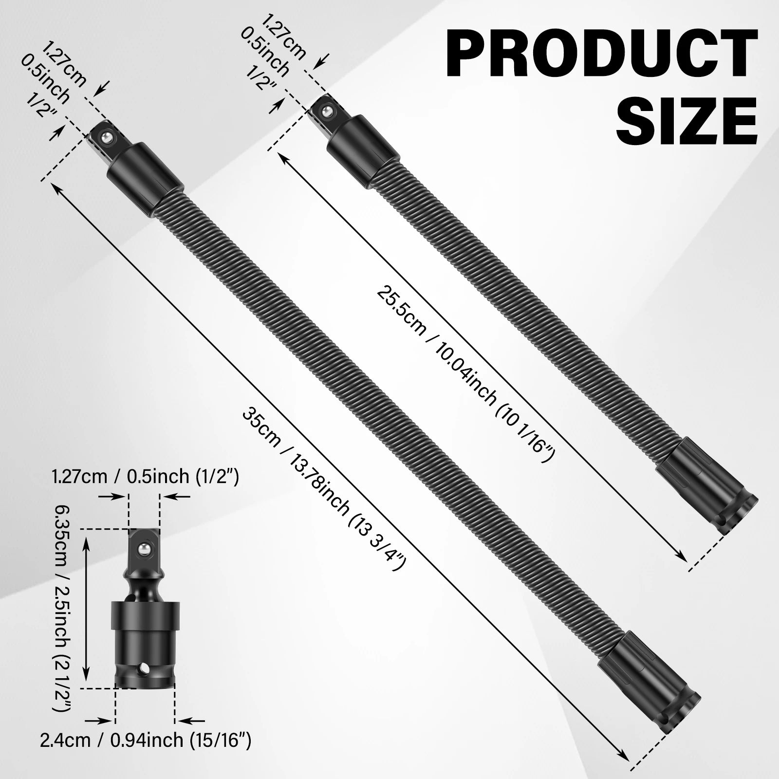 1/2 Flexible Shaft Extension Bar Socket Extender Chrome Vanadium Steel Ratchet Spring Bar for Automotive Repair in Tight Spaces Zpaxo