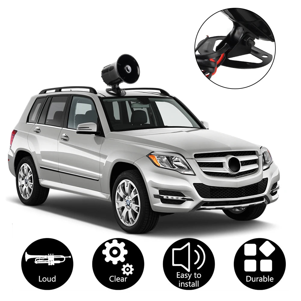 Motorcycle 3 Sounds Horn 110dB 12V Tone Sound Loud Car Warning Alarm