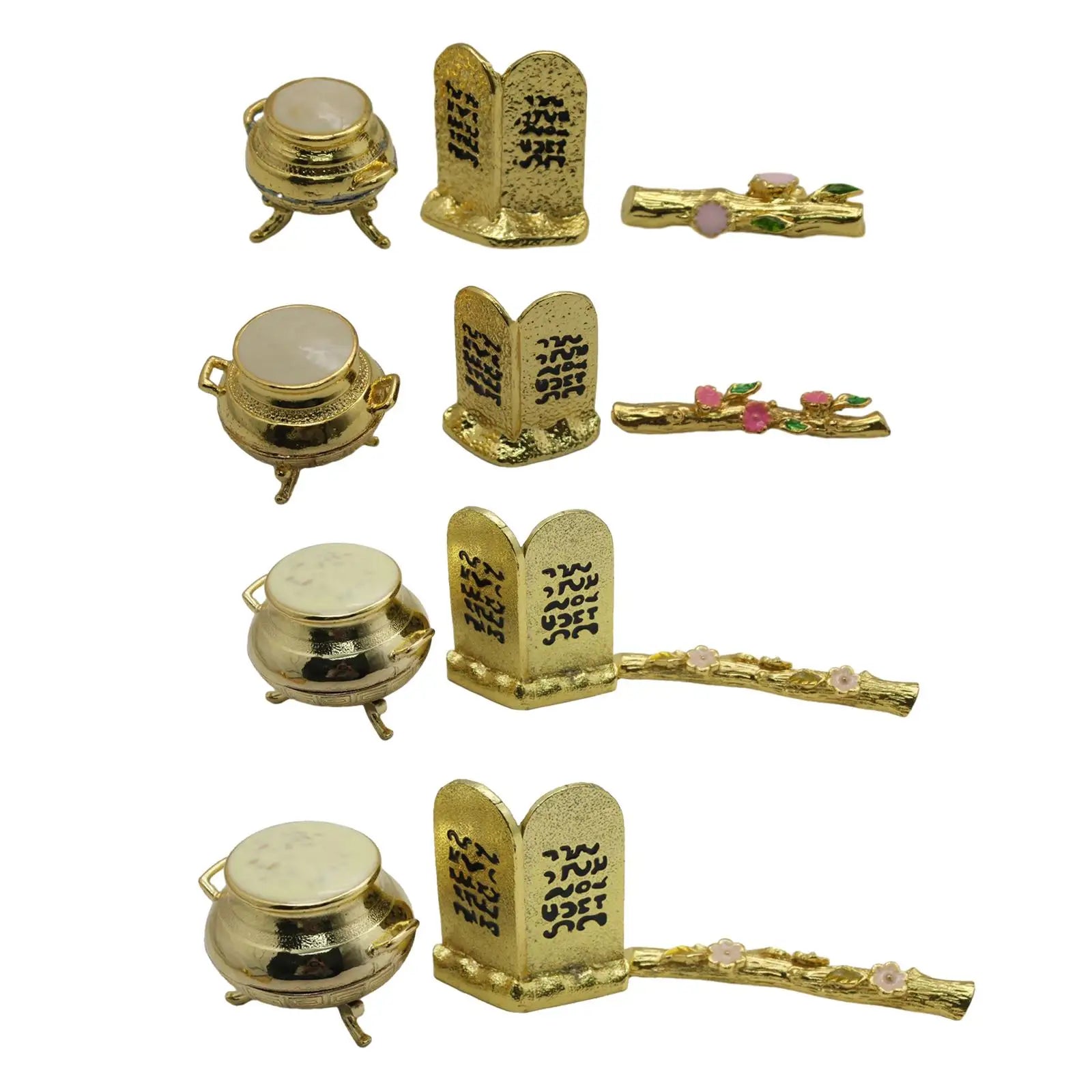 Ark of the Covenant 3-Piece Metal Set – Golden Jar & Aaron's Rod Religious Figurine Set Zpaxo