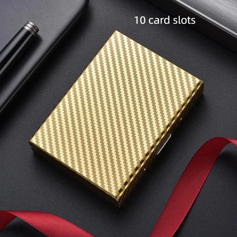 Money Bag Wallet RFID Blocking Men's Single Carbon Fiber Card Holder Zpaxo L Gold