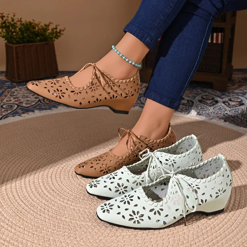 Spring Autumn Women's Pointed Closed Toe Solid Vintage Mid Heel Zpaxo