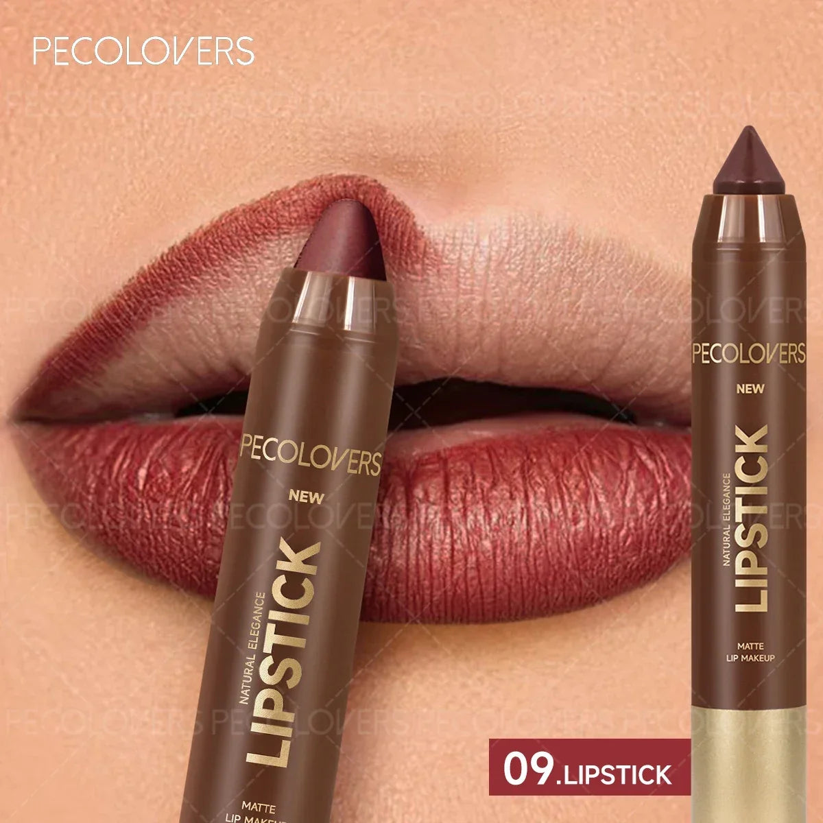 2-in-1 Lip Liner and Lipstick (1PC) - Matte Finish, For Defining Lip Contour, Fits Autumn and Winter Makeup Styles Zpaxo 09