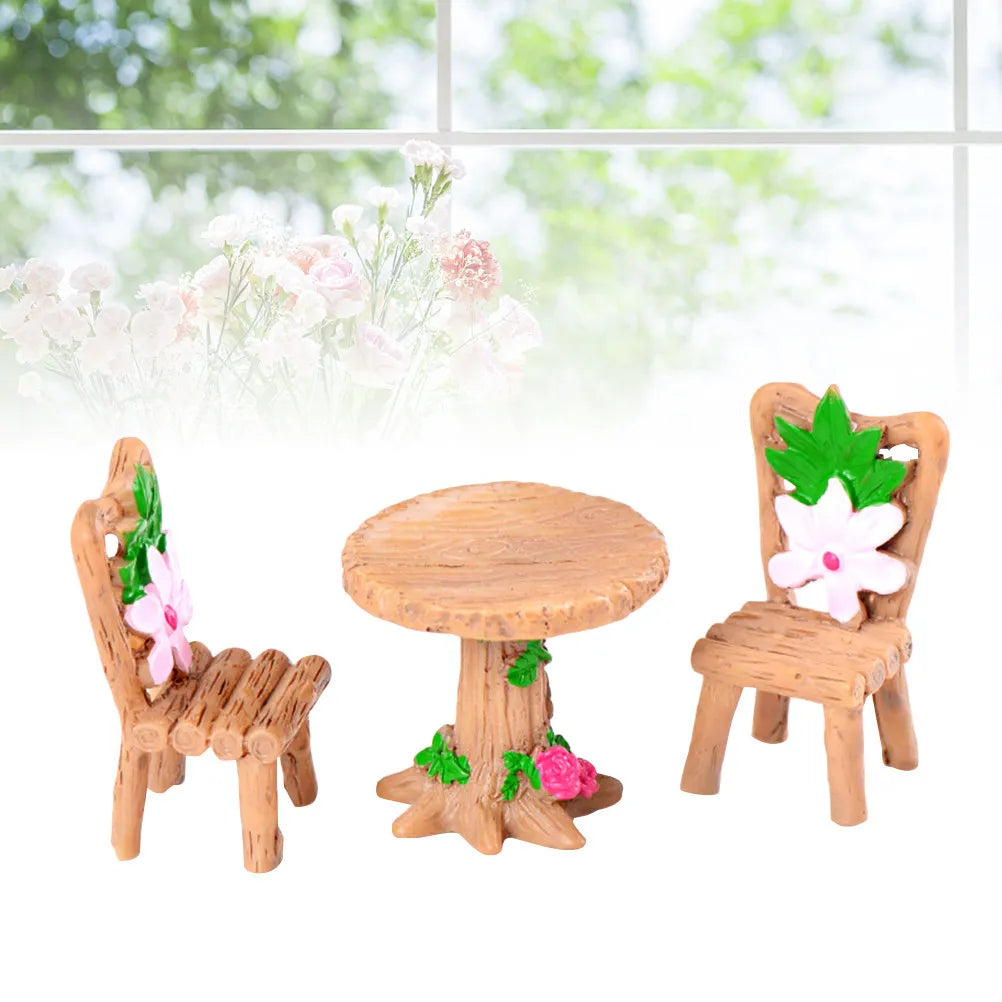 Moss Micro Landscape Succulent Plants Decoration Resin Table Chair