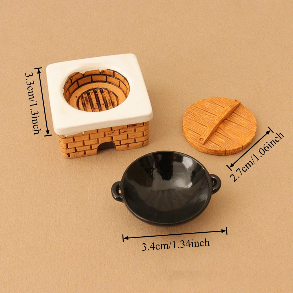 3-Pack Mini Resin Kitchen Pots with Lids – Dollhouse Cookware