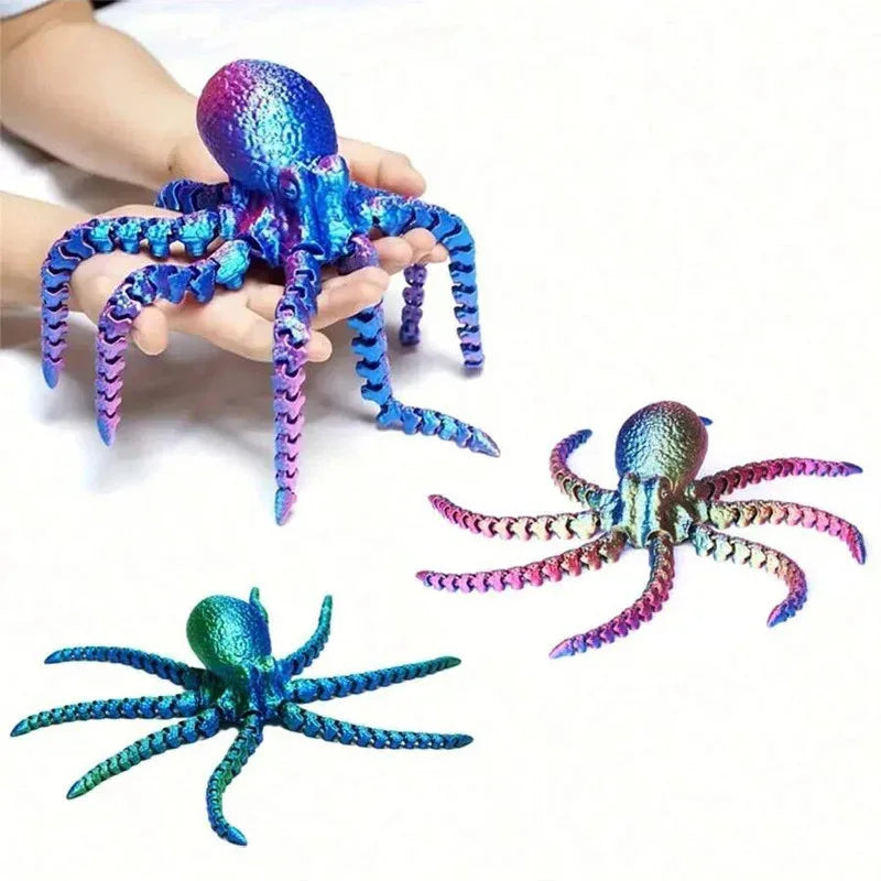 3D-Printed Articulated Octopus Figurine Realistic Stress-relief Toy