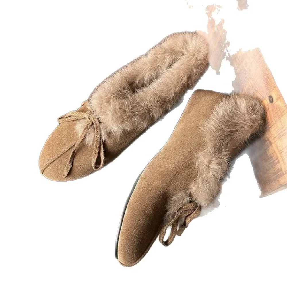 Winter Fuzzy Warm Flat Ankle Boots Women High-quality Suede Design