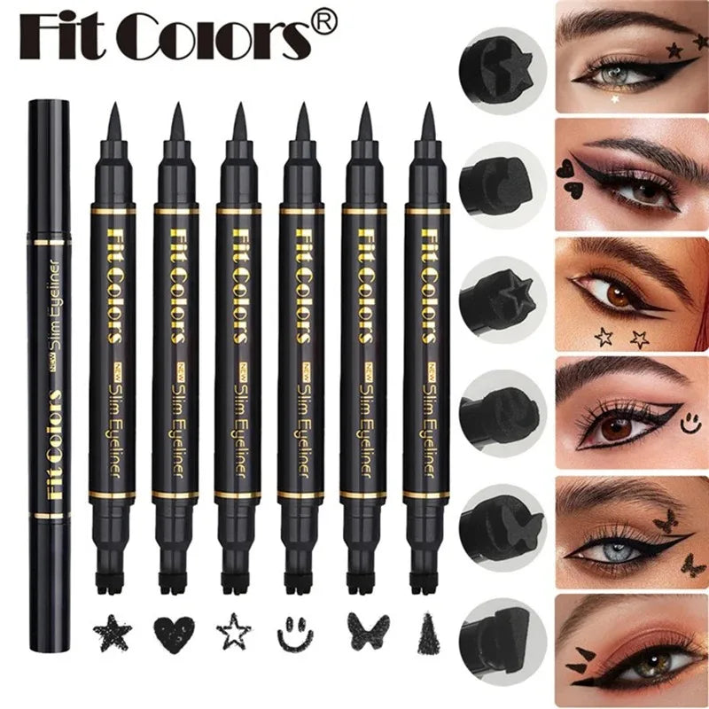 Liquid Eyeliner Stamp Pen Waterproof Fast Dry Double-ended Black