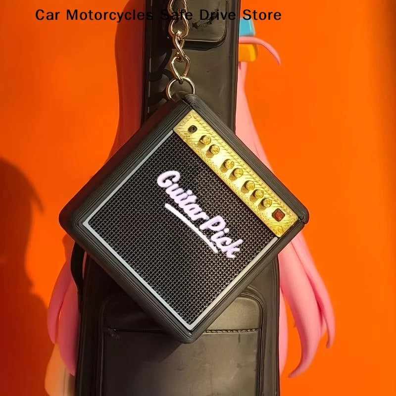 S1 Portable Guitar Pick Storage Box Keychain Hanger Anti-losing Picks