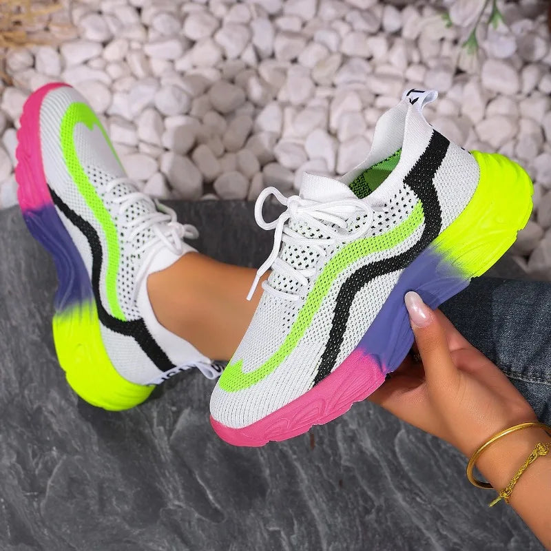 Women Mesh Shoes Summer Casual Sneakers Two-color Single Versatile Zpaxo green 35