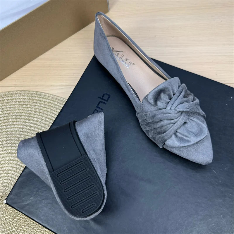 Sharp Pointed Toe Loafers Flat Shoes, Women's 2025 Spring and Autumn New Butterfly Bow Shoes Plus Size Women's Shoes Ladies Zpaxo
