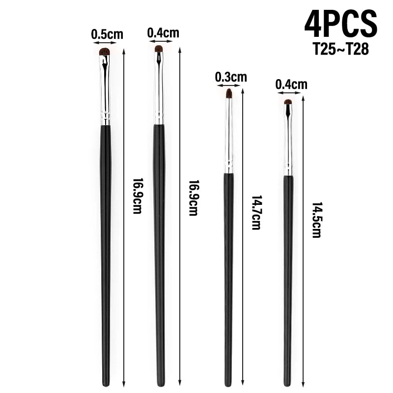 1/4pcs Eyes Precise Detail Brush Curved Eyeliner Eyeshadow Makeup Brushes Eye Makeup Smudged Tools Small Eye Cosmetic Brush Zpaxo Set-4pcs