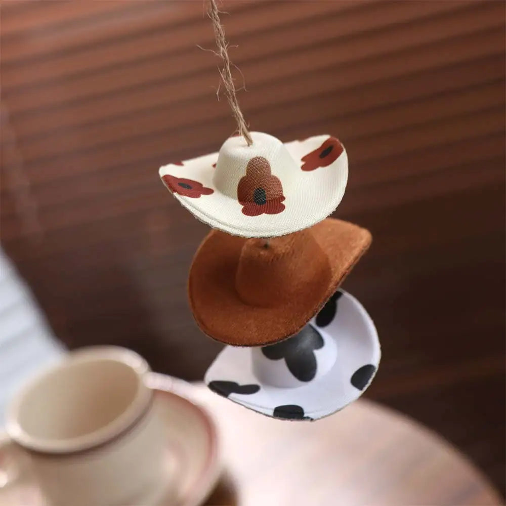 Mini Cap Car Pendant Cow Pattern Cute Rearview Mirror Hanging Zpaxo