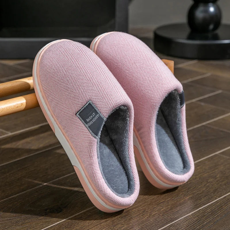 Winter Warm Men Fur Slippers House Non Slip Soft Shoes Comfort Flat Zpaxo Pink 38-39