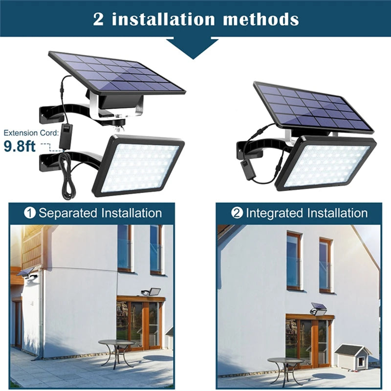 Solar Light Outdoor Waterproof Indoor Remote Wall Split 48LED Lamp Zpaxo