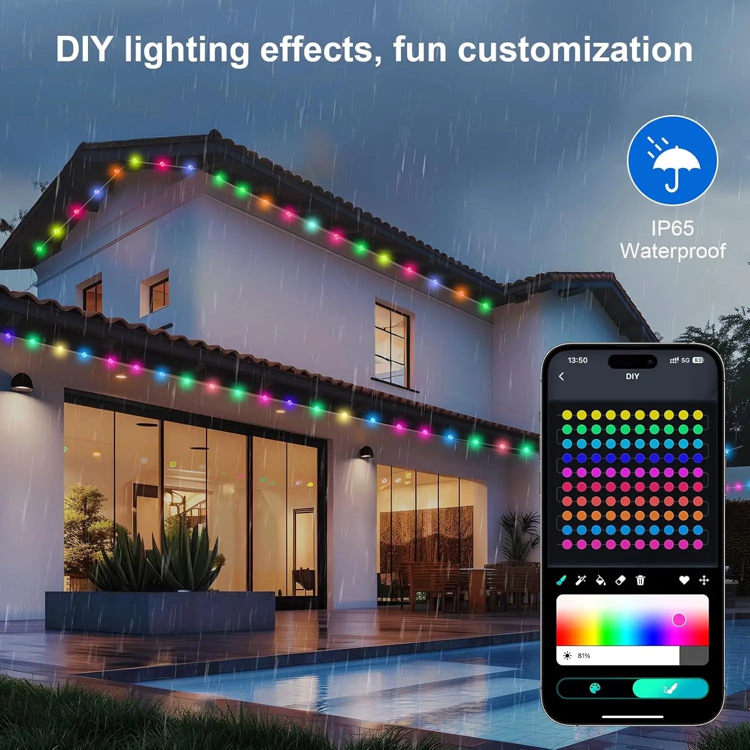 RGB Color Changing Globe String Lights 33ft Smart APP Control Fairy String Hanging Lights For Indoor Outdoor Party Christmas Zpaxo