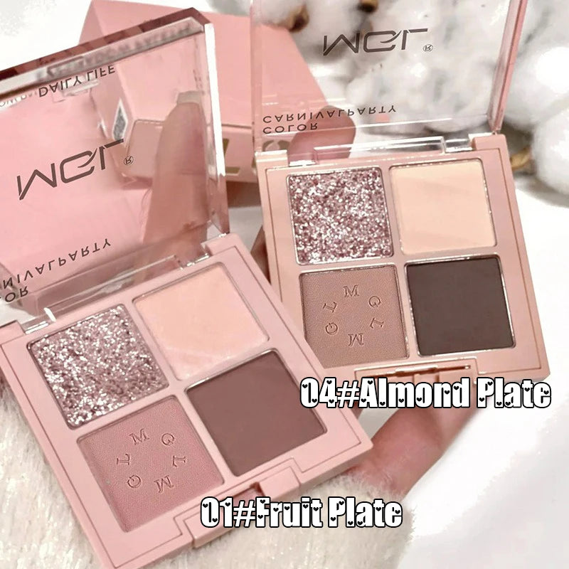 4Color Nature Eyeshadow Palette Earth Brown Eye Makeup Long Lasting Eye Shadow Glitter Matte Eyeshadow Korean Eye Makeup Palette Zpaxo
