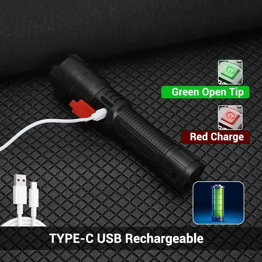 USB Rechargeable LED Tactical Flashlight – 2000 Lumen Zoomable