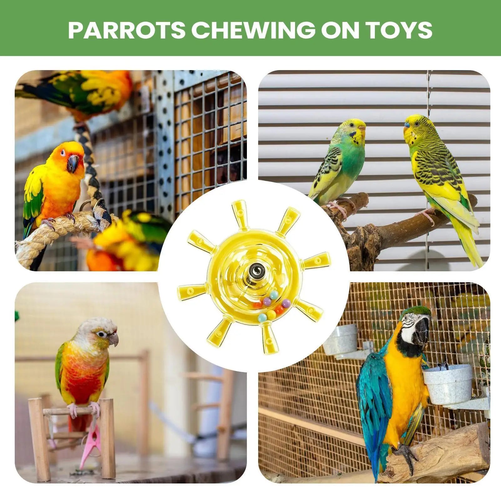 Parakeet Spinner Toy Colorful Rotating Wheel Rattle Cage Parrot Chew