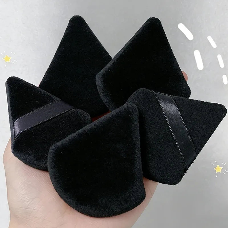 2- Black Triangle Powder Puff Loose Liquid Cosmetics Soft Plush