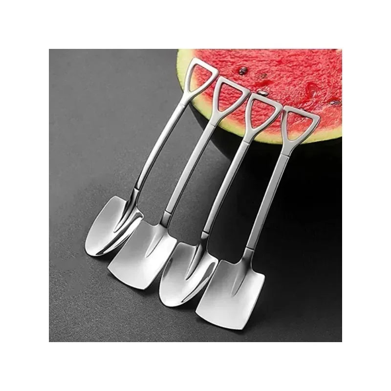 4-Piece Shovel Teaspoon Set – Stainless Steel Dessert Spoons Novelty Teaspoon Set Zpaxo