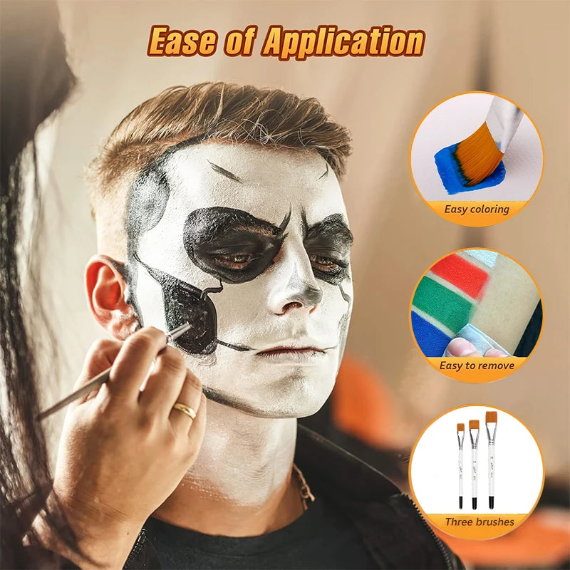 Face Body Painting Palette Non-toxic Safe Monochromatic Water Based Zpaxo