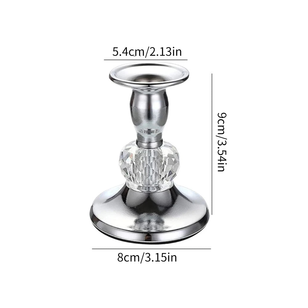 1PC Metal Crystal Candlestick Holder for Candle Light Dinner Table Birthday Wedding Party Home Tabletop Decoration Zpaxo Silver