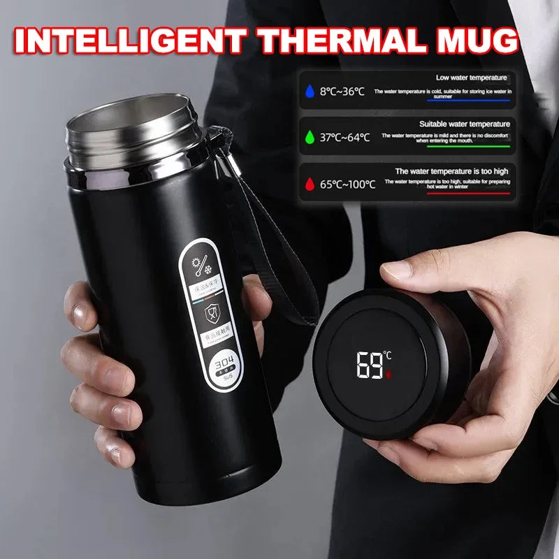 Vacuum Flask Portable Cups Stainless Steel Thermos Bottle LED