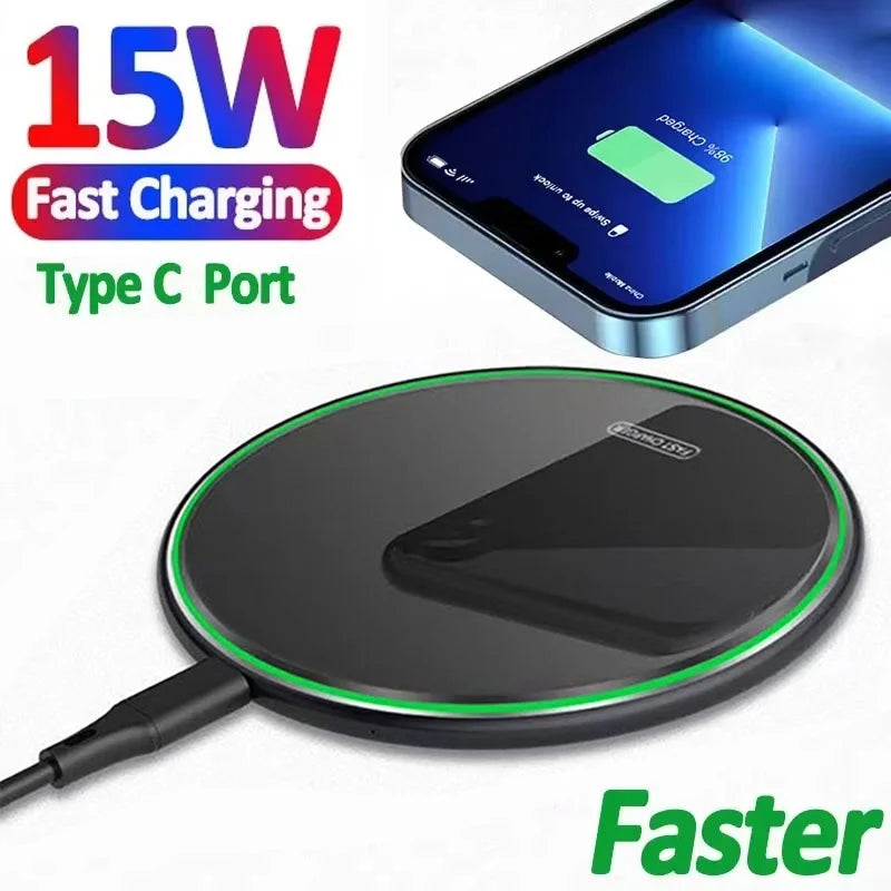 15W Fast Wireless Charger Pad Desktop Charging Iphone 15 14 Xiaomi