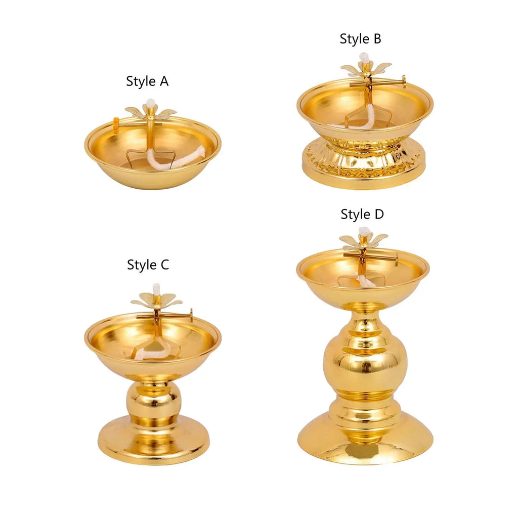 Ghee Lamp Holder Oil Lamp Dish Dimmable Buddhist Alloy Butter Lamp Holder for Living Room Home Desktop Decoration Ornament Zpaxo