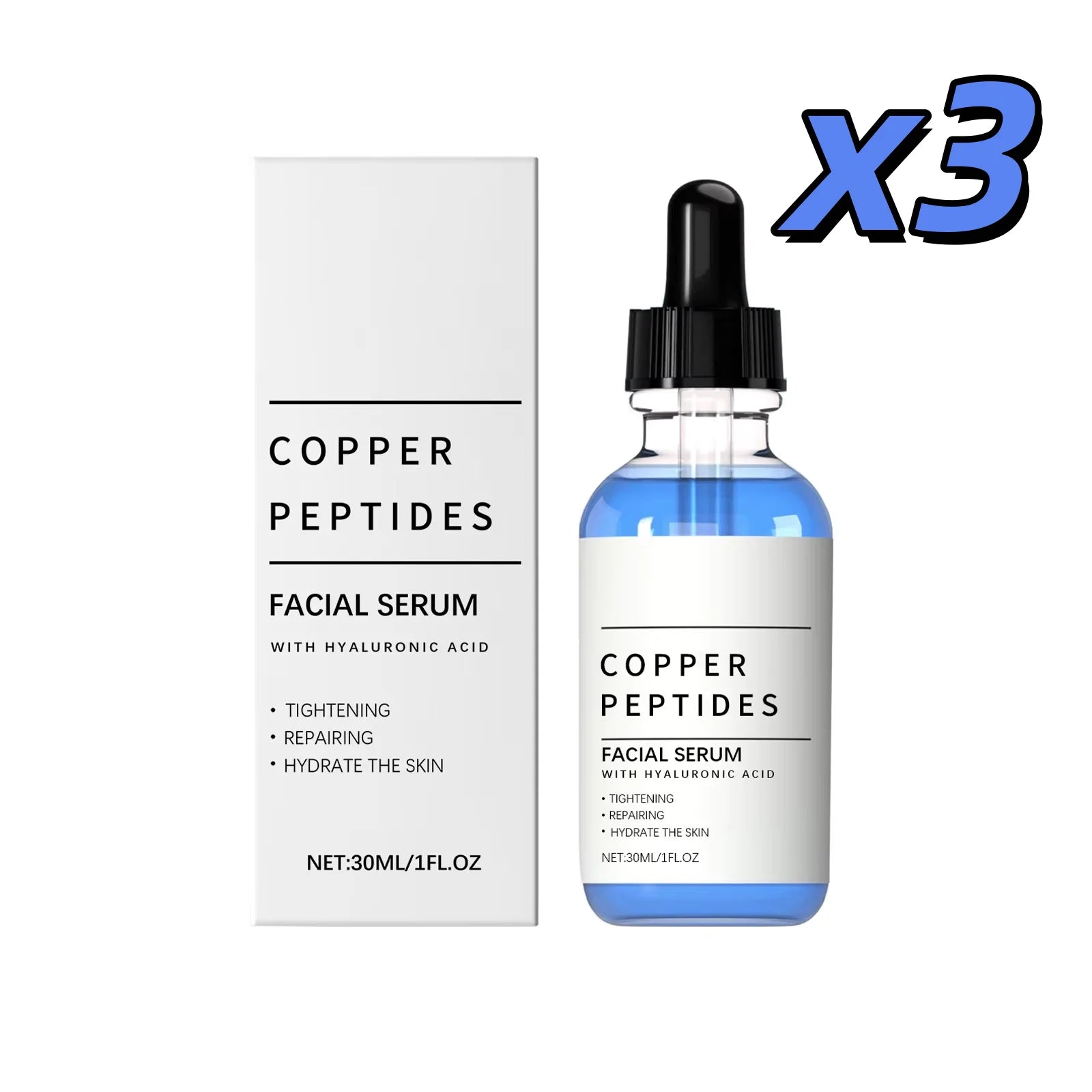 Copper Peptide Face Serum – Anti-Aging, Firming & Hydration Face Serum Zpaxo 30ml x3pcs
