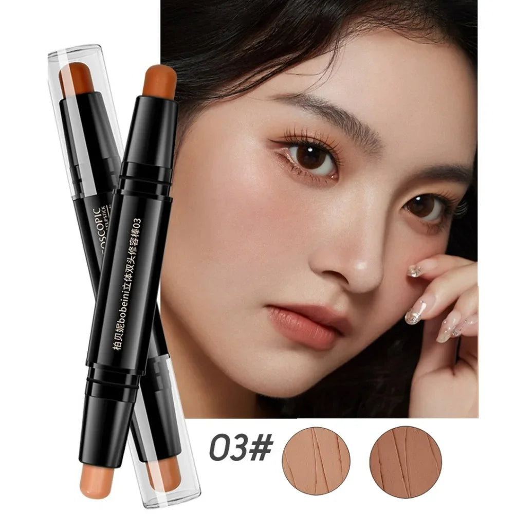 V Face Contouring Stick with Double-headed Concealer Highlighter for Three-dimensional High Nose Bridge Shadow 2 In 1 Cosmetics Zpaxo 03