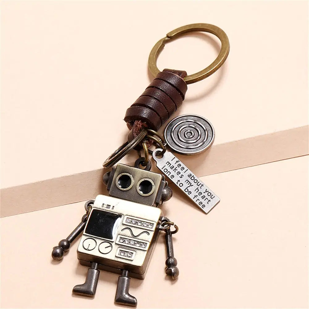 Jewelry Gifts Backpack Decoration Car Key Accessories Bag accessories Bag Pendant Key Rings Movable Bronze Robot Robot Keychain Zpaxo