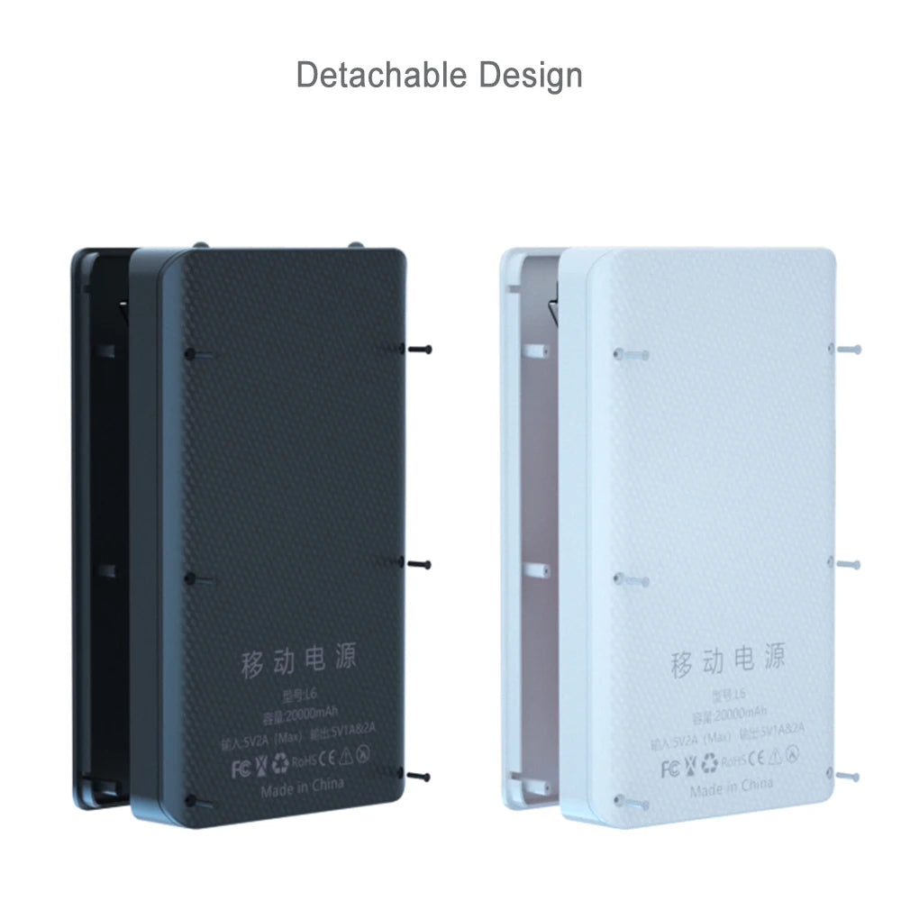 Fast Charging Dual USB Micro USB Type C Power Bank Shell 5V DIY 6*18650 Case Battery Charge Storage Box With Flashlight Zpaxo