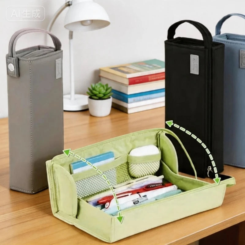 Mega Pencil Case 20+ Slots Mesh Pockets Rigid Non-bend Design 90