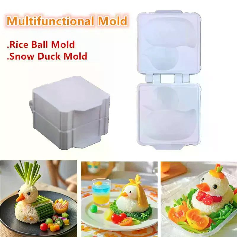 Cartoon Cute Duck Shaped Rice Mold Maker Clip Children Outdoor Plastic Duck Rice Mold DIY Maker Sushi Mold Kitchen Gadget Zpaxo
