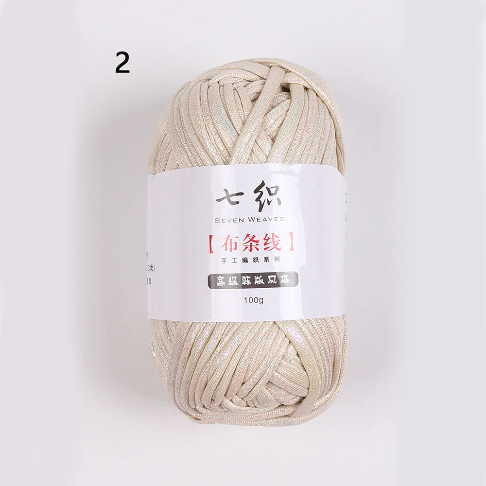 100g/Roll Metallic Crochet Yarn Imitation Leather Shiny Crochet Yarn Fabric Yarn for Knitting T-Shirt Bag Craft Zpaxo Beige