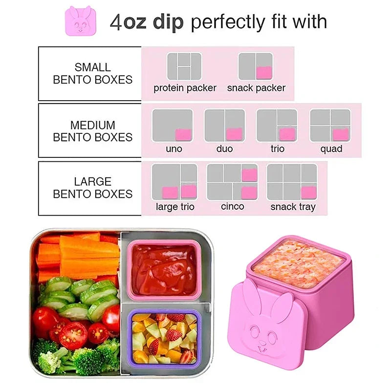 Silicone Lunch Box Sauce Divider Cup Lid Square Small Fits Most Bento