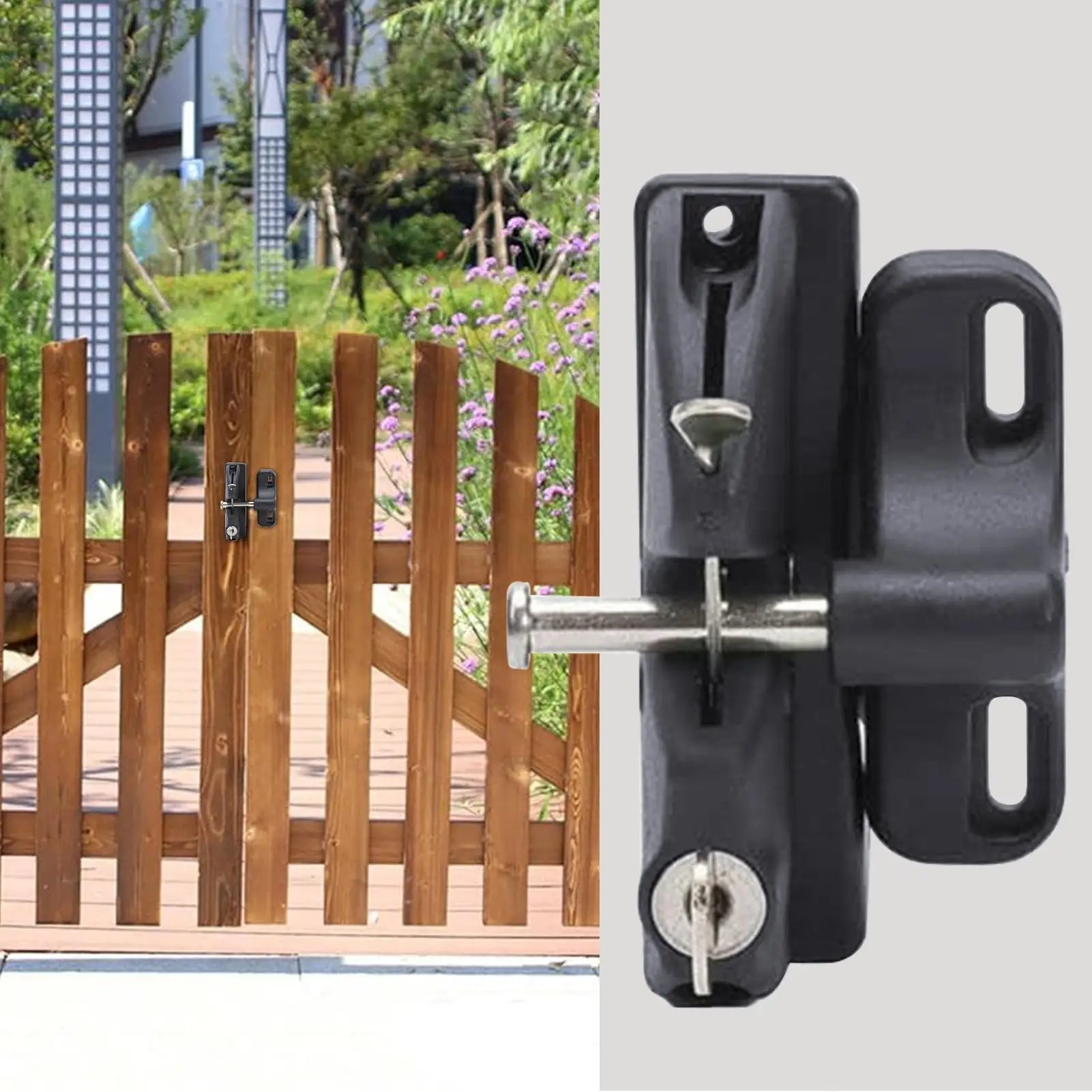 Gate Latch Automatic Locking Lock Secure 2 Keys Wooden Metal Door