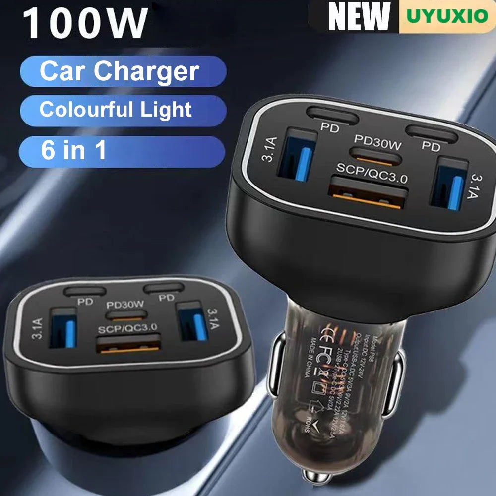 UYUXIO 1 USB C Car Charger Adapter PD 30W Multi Ports Fast Charge