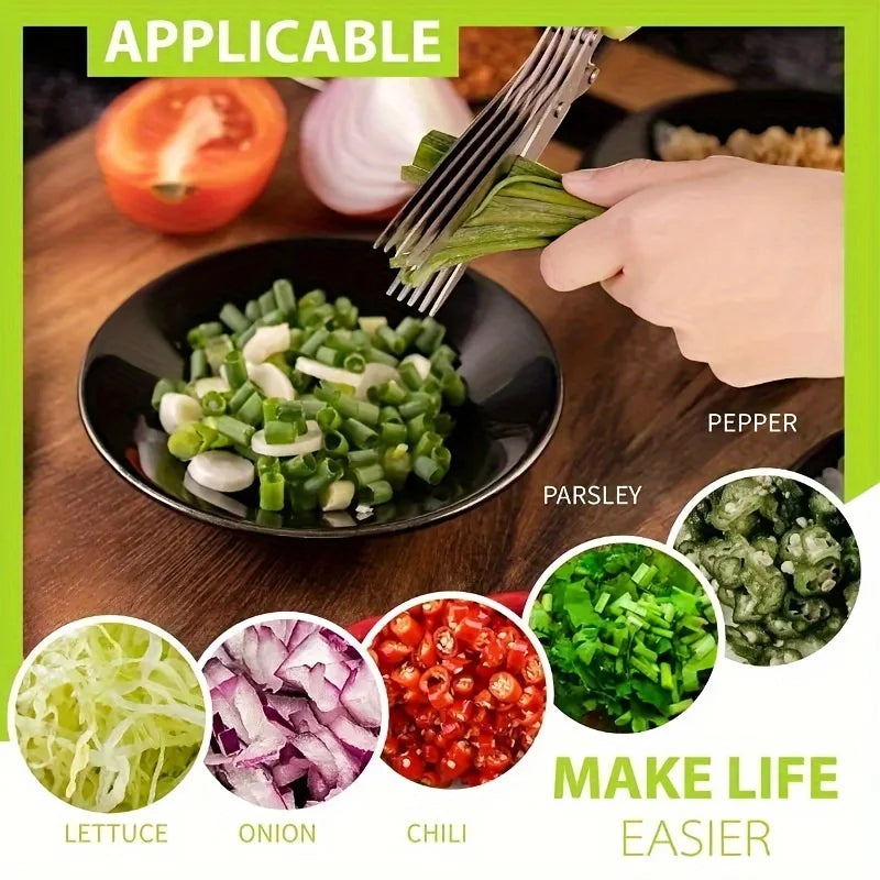 Multifunctional Stainless Steel Kitchen Scissors 5 Layers Quick