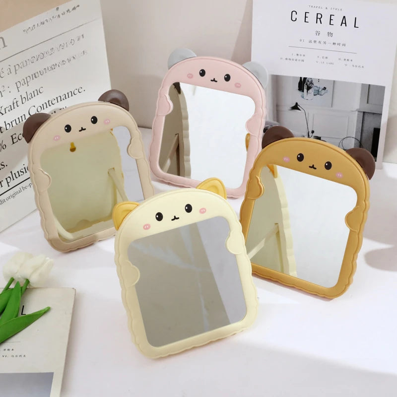 Bedroom Small Makeup Mirror Cartoon Panda Ear Table Foldable Student
