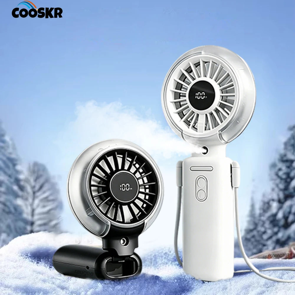 Water Mist Fan Portable Foldable Desktop Rechargeable Handheld