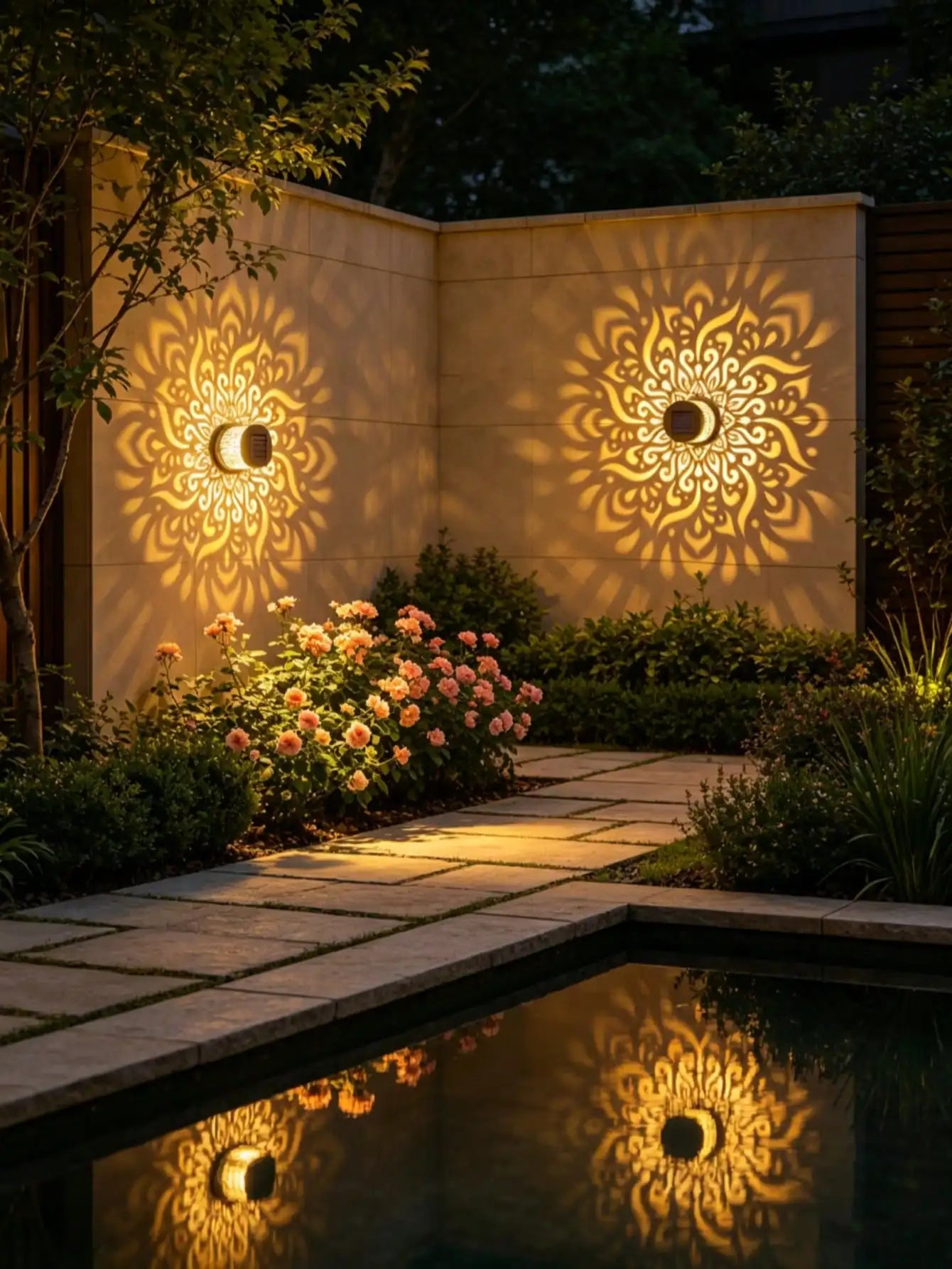 Solar Mandala Lamp Openwork Wrought Iron Garden Decorative Lighting