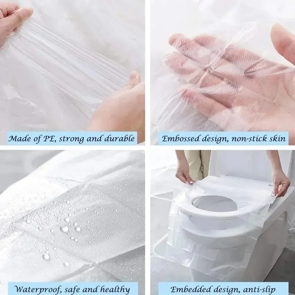 10/50PCS Biodegradable Disposable Plastic Toilet Seat Cover Portable Safety Travel Bathroom Toilet Paper Pad Bathroom Accessory Zpaxo